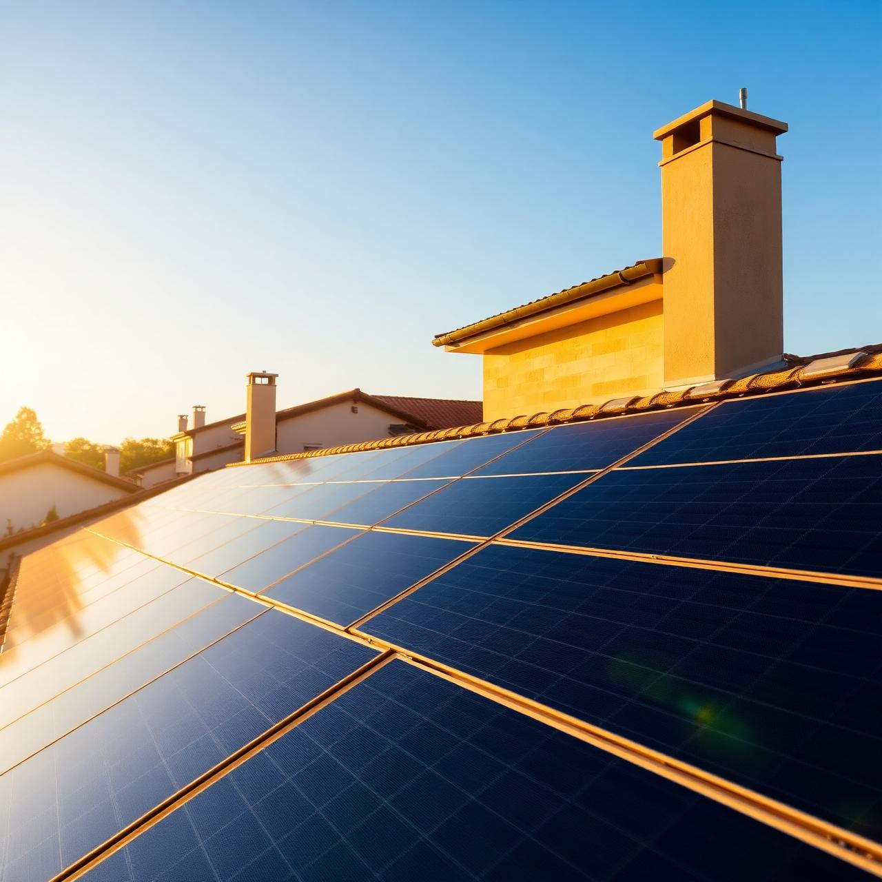 Impianto fotovoltaico installato su un tetto residenziale